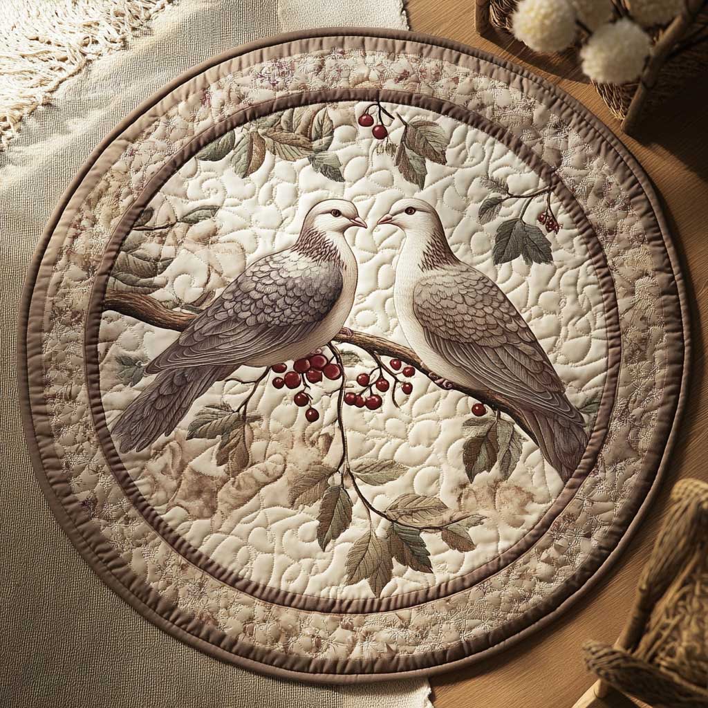 Dove And Berries WN2105009CL Quilted Round Mat