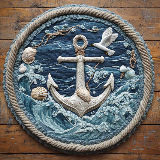 Ocean's Anchor WN2204043CL Quilted Round Mat
