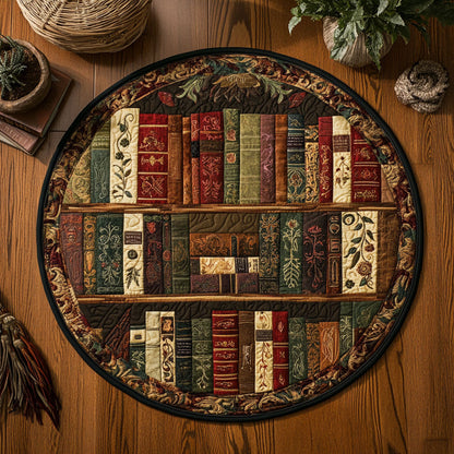 Antique Bookshelf WJ1005042CL Quilted Round Mat