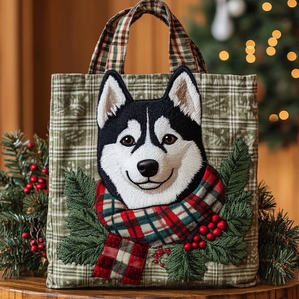 Christmas Husky XR3010021CL Quilted Tote Bag