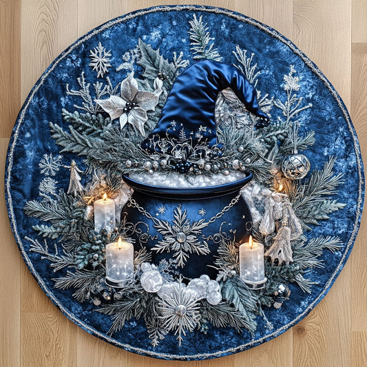 Rustic Witch Cauldron WN1408092CL Quilted Round Mat