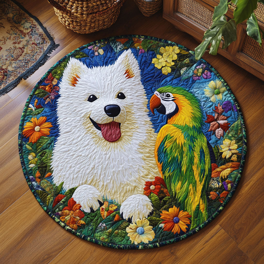 Samoyed And Parrot WJ1705023CL Quilted Round Mat
