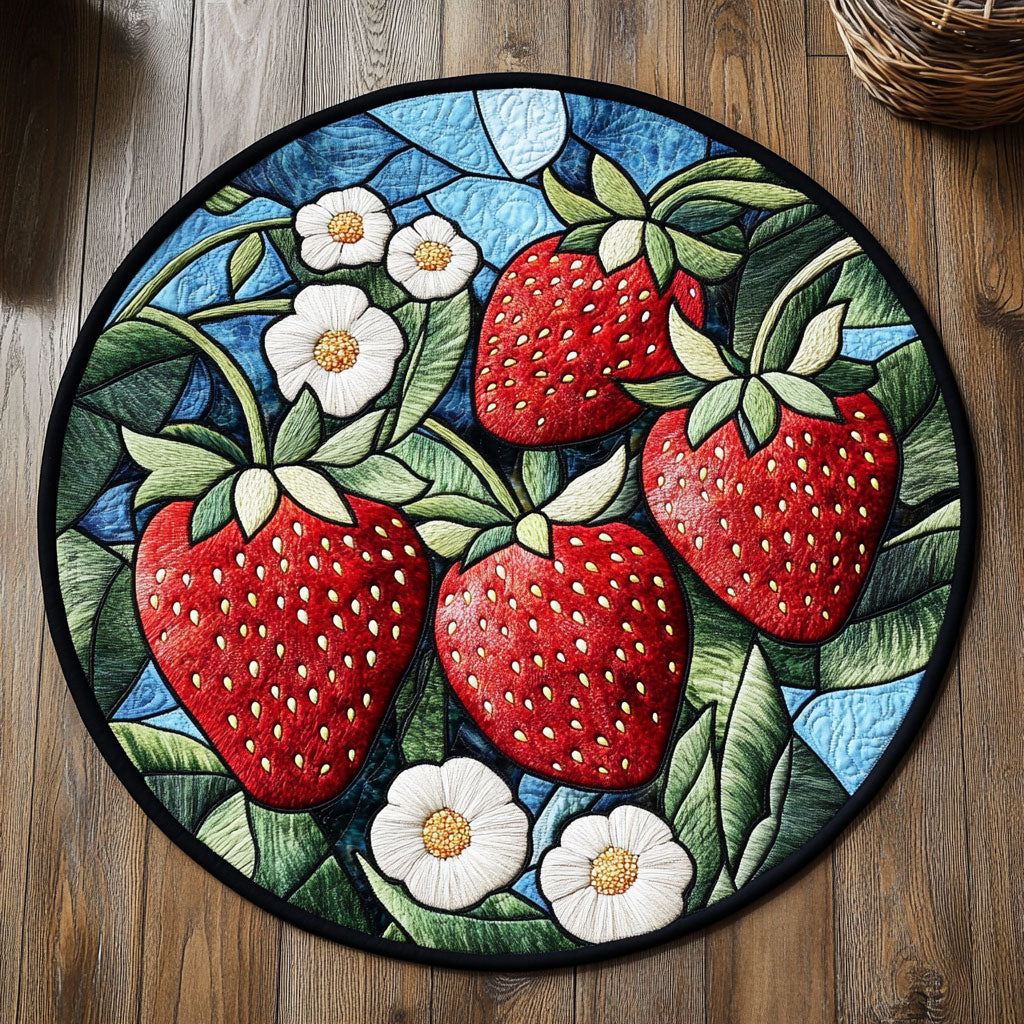 Fresh Strawberry WP2204088CL Quilted Round Mat