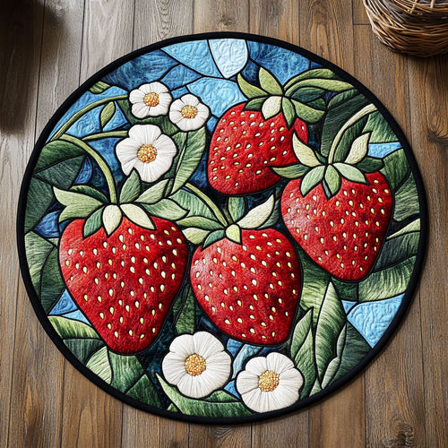 Fresh Strawberry WP2204088CL Quilted Round Mat
