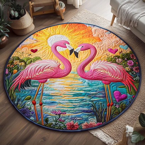 Sunset Flamingo WJ1604050CL Quilted Round Mat