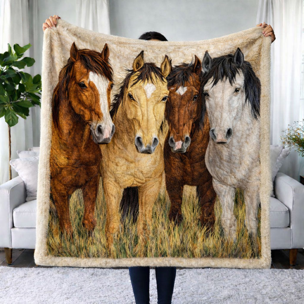 Horse Harmony CP2801005CL Faux Fur Throw Blanket