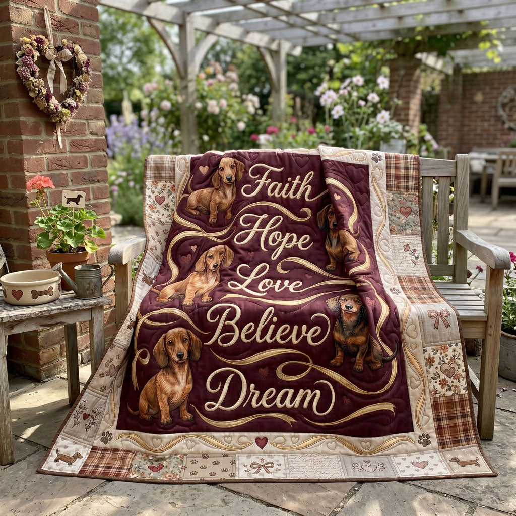 Faithful Hearts Dachshund WN2505007CL Quilt