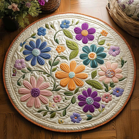 Happy Flower WN0808041CL Quilted Round Mat