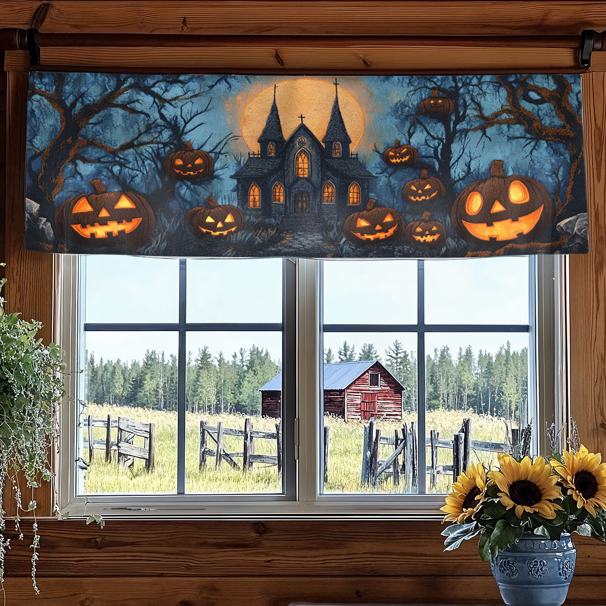 Bats And Lanterns WN2207003CL Quilted Valance
