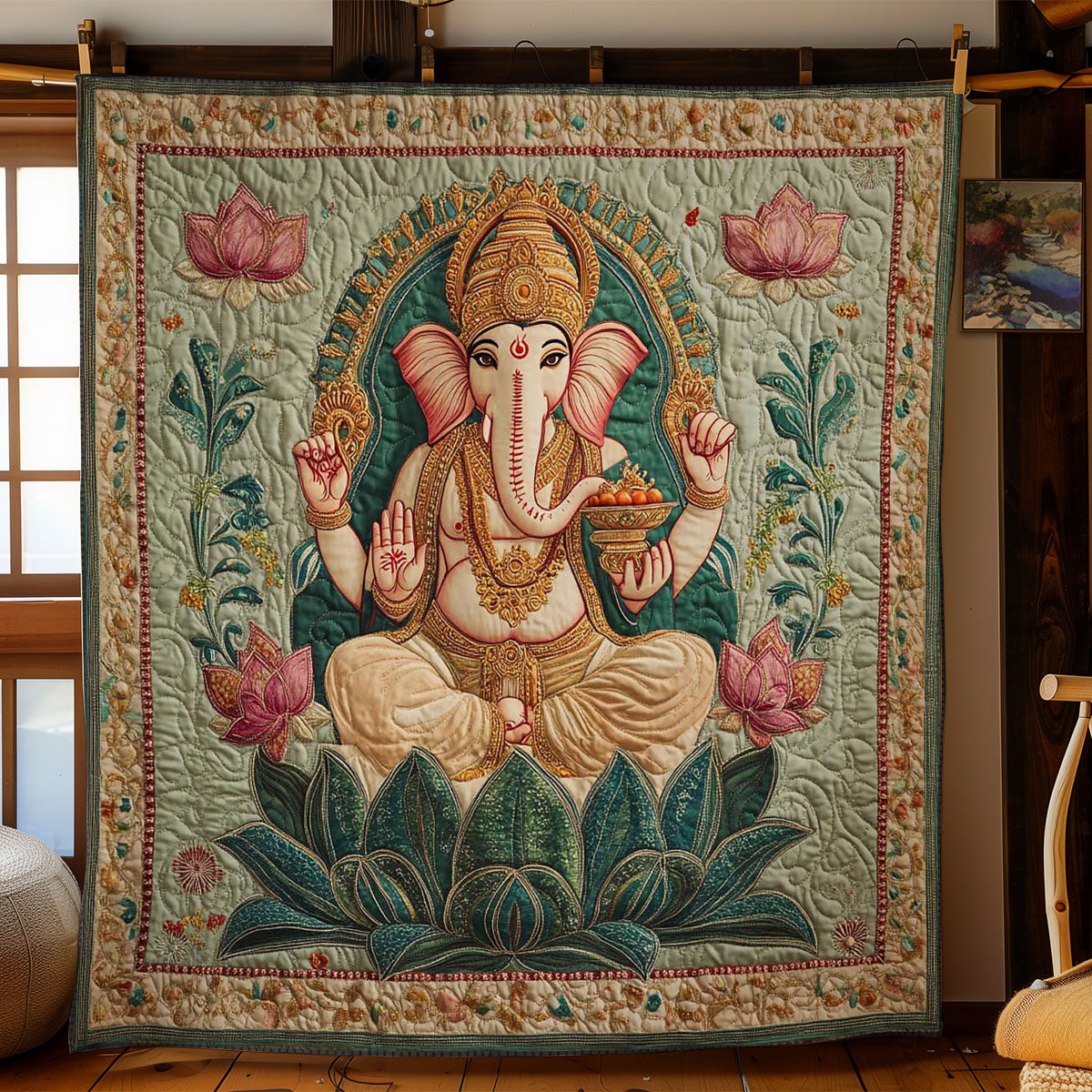 Hinduism Ganesha Divine WN0503038CL Quilt