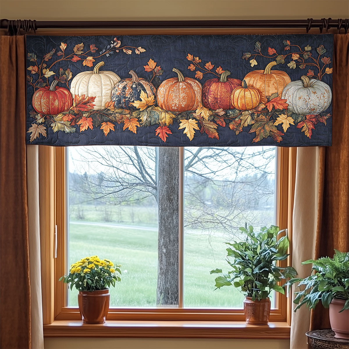 Pumpkin Joy WN2307067CL Quilted Valance