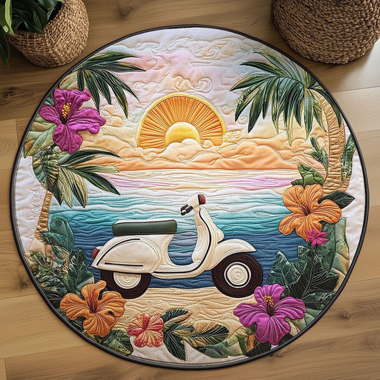 Vintage Coastal Scooter WJ0107048CL Quilted Round Mat