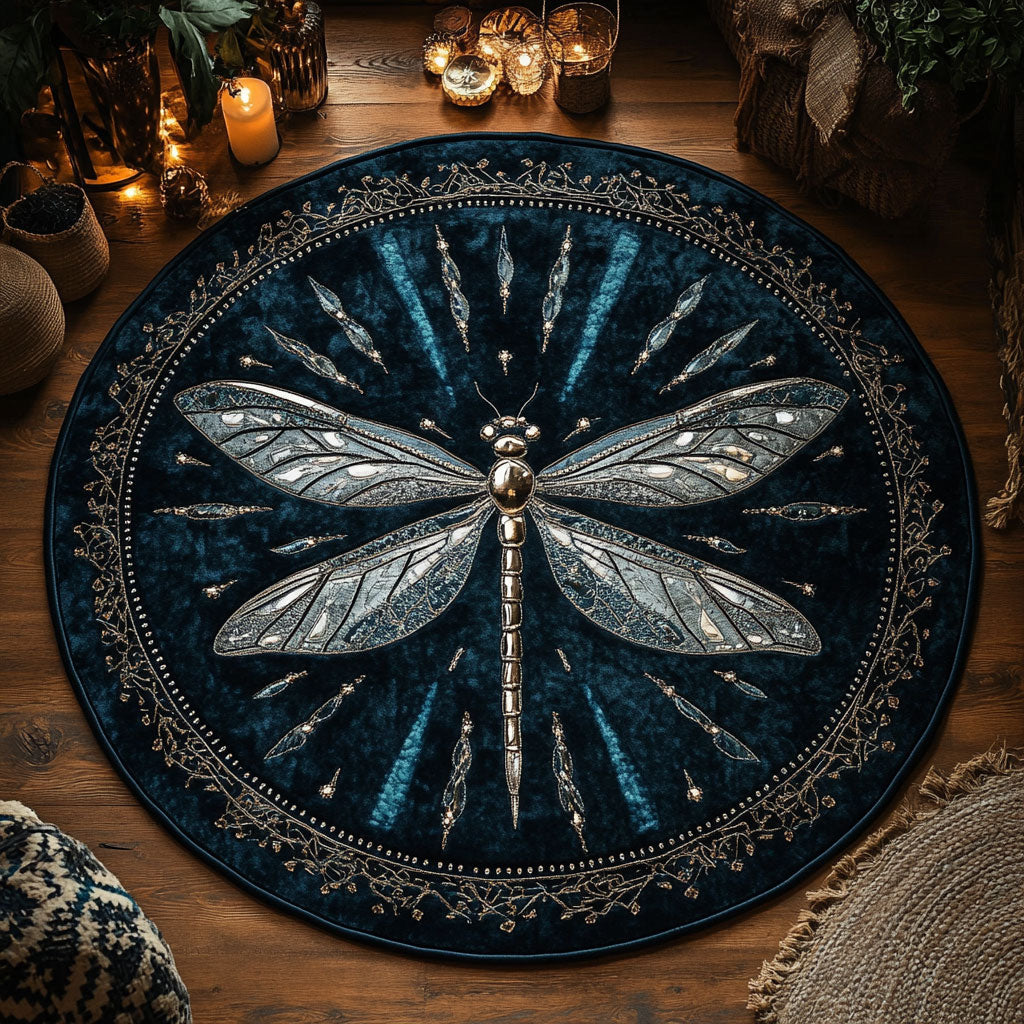 Deep Blue Dragonfly WN1408028CL Quilted Round Mat