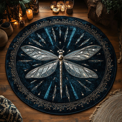 Deep Blue Dragonfly WN1408028CL Quilted Round Mat