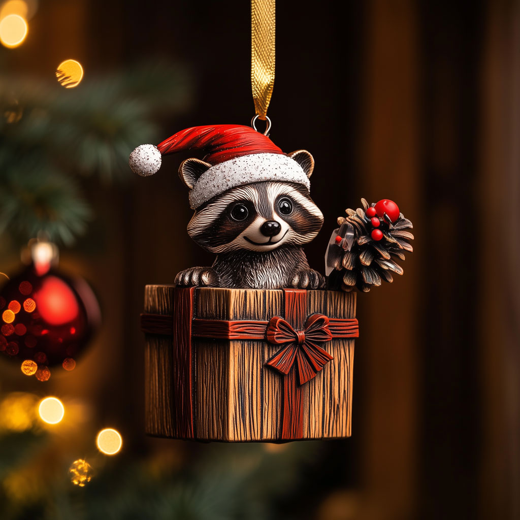 Surprise Raccoon LT2110022CL Christmas Ornament