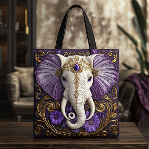 Royal Amethyst Elephant KL0912022CL Quilted Tote Bag