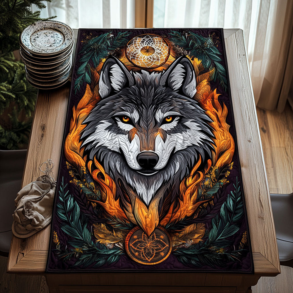 Native Wolf WJ1005028CL Quilted Table Runner