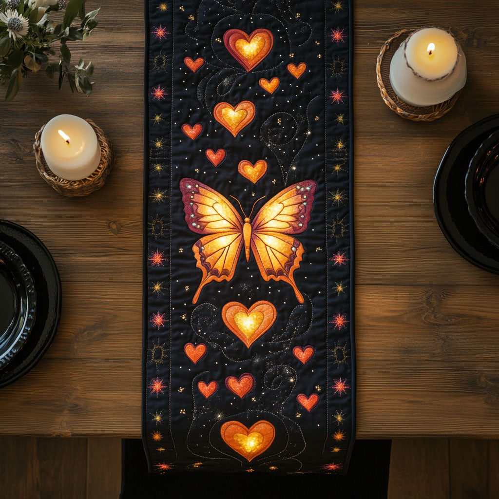 Golden Butterfly CW1401122CL Quilted Table Runner