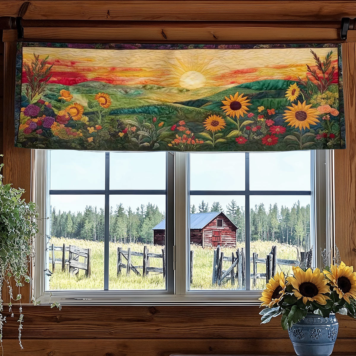 Sunset Sunflower WN2003060CL Quilted Valance