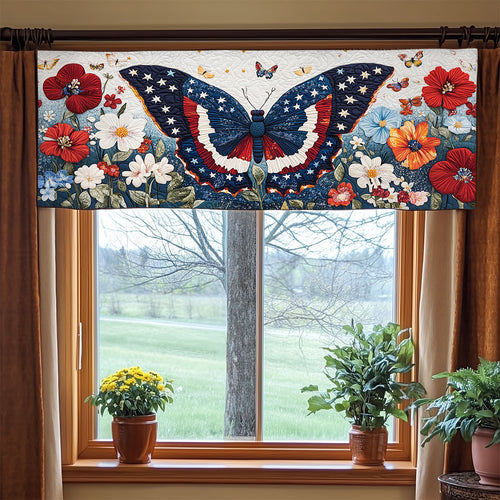 Patriotic Butterfly WJ1006026CL Quilted Valance