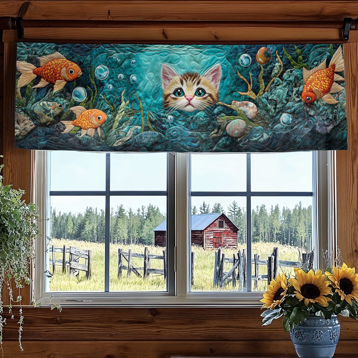 Curious Cat Dive WN1906043CL Quilted Valance