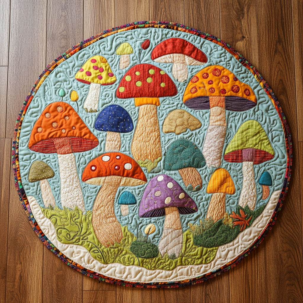 Mushroom Patchwork WN0307124CL Quilted Round Mat