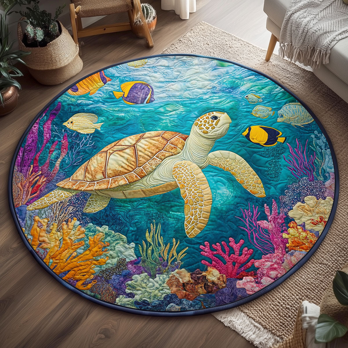 Turtle Tide WJ1406051CL Quilted Round Mat