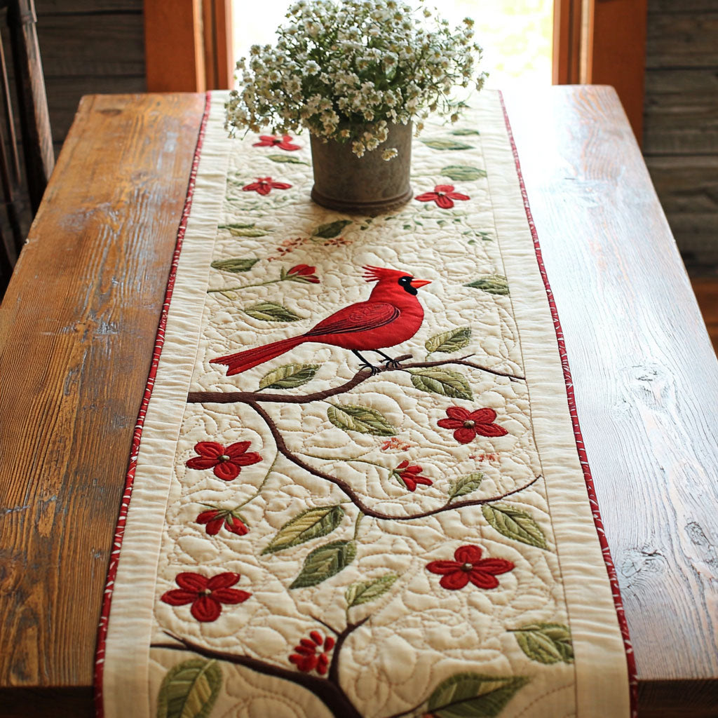 Red Cardinal Bird WJ1705014CL Quilted Table Runner