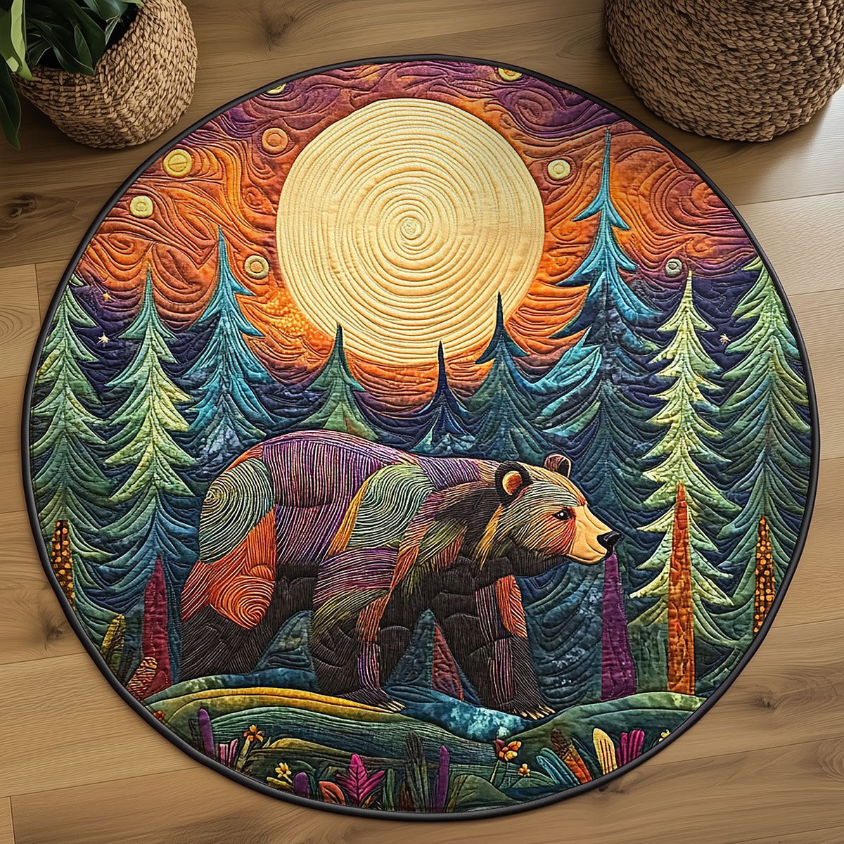 Midnight Bear WJ3006039CL Quilted Round Mat