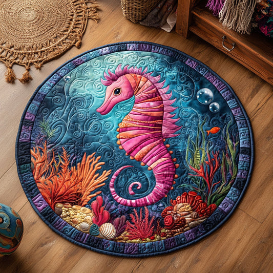 Seahorse Serenade WJ0906049CL Quilted Round Mat