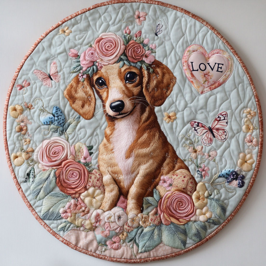 Dachshund Romance WN0907039CL Quilted Round Mat