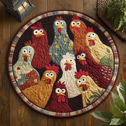 Barnyard Funny Chicken WN2103072CL Quilted Round Mat