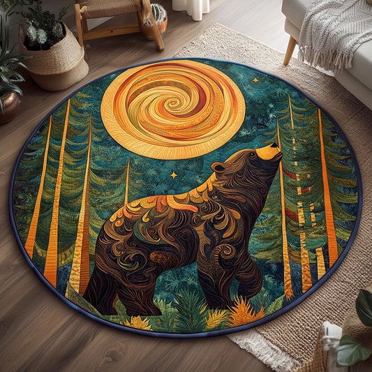 Wild Bear Night WJ3006052CL Quilted Round Mat