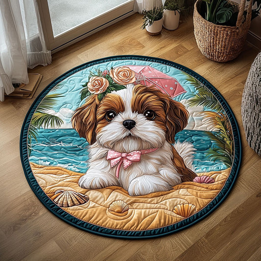 Graceful Shih Tzu QA1112033CL Quilted Round Mat