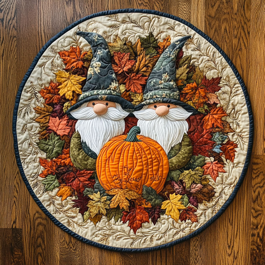 Golden Hat Gnome WN3007056CL Quilted Round Mat