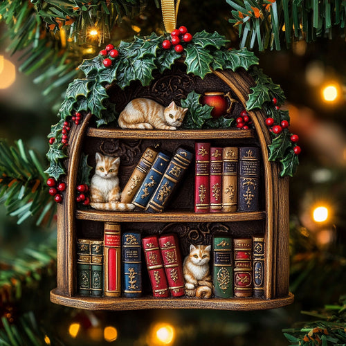 Cozy Cat Book CW2611007CL Christmas Ornament