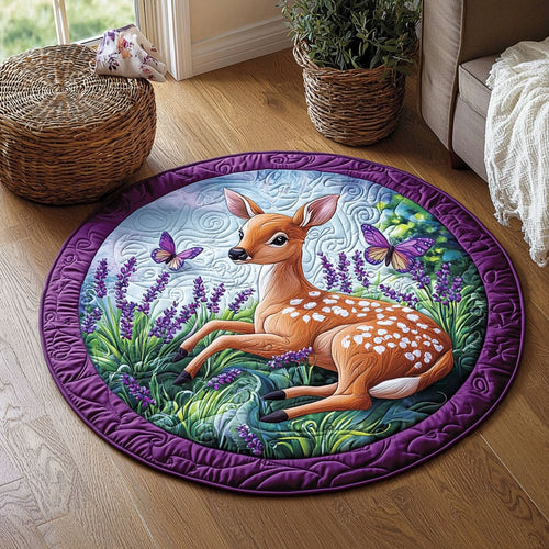 Deer In Lavender Garden QA0312009CL Quilted Round Mat