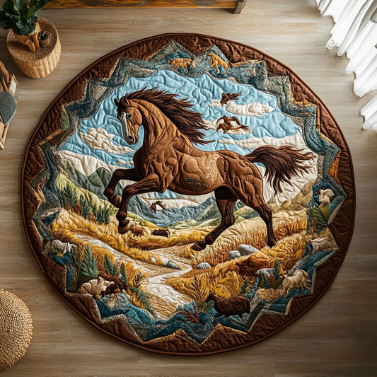 Horse Rider WN1007031CL Quilted Round Mat