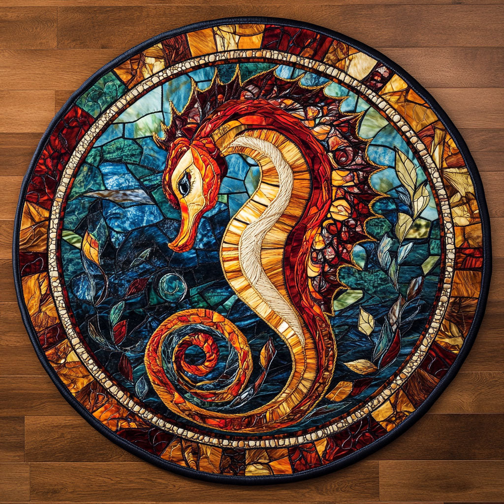 Seahorse Dream WN0406039CL Quilted Round Mat