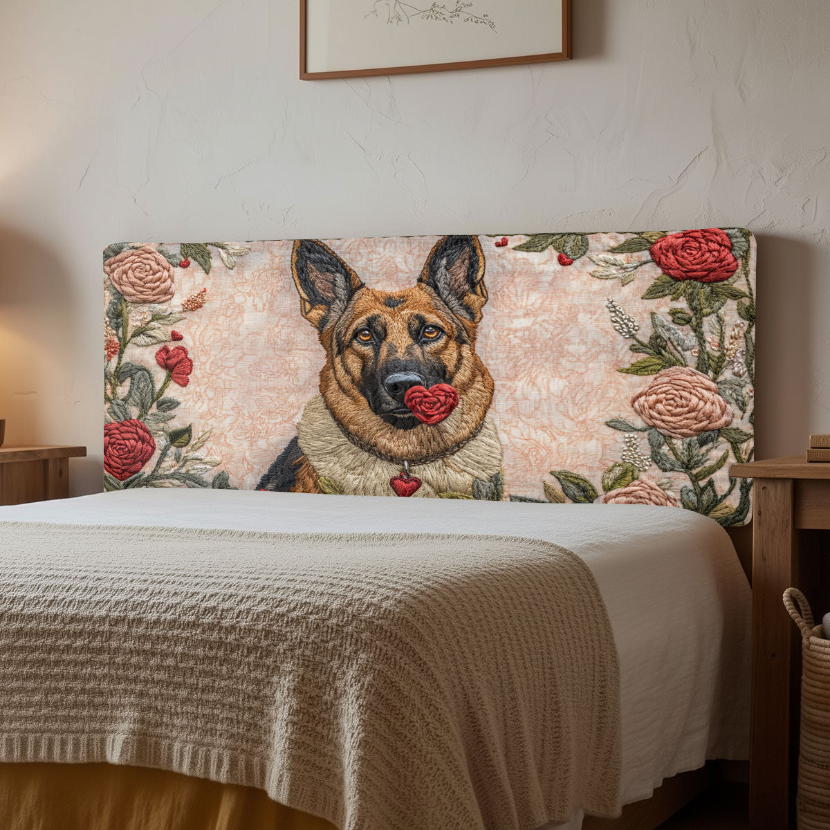 German Shepherd CW2012019CL Quilted Headboard Slipcover