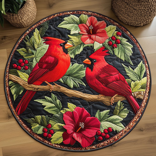 Crimson Cardinal WN0107036CL Quilted Round Mat
