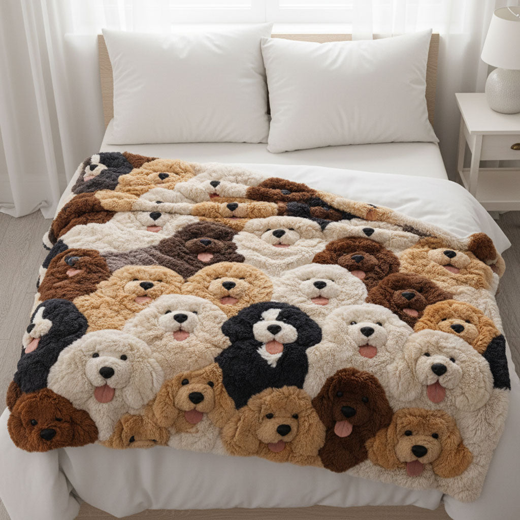 Doodle Puppies WJ2801005CL Faux Fur Throw Blanket