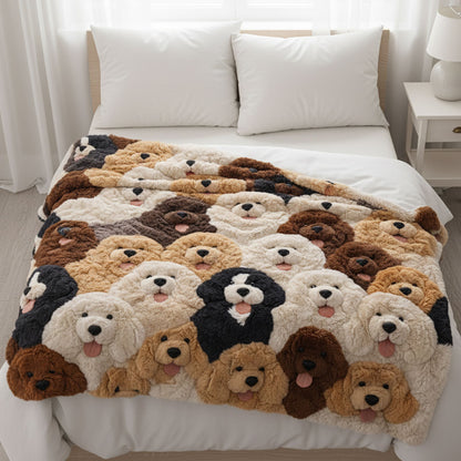 Doodle Puppies WJ2801005CL Faux Fur Throw Blanket