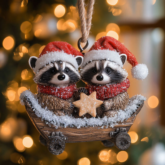 Holiday Raccoon Ride LT2110005CL Christmas Ornament