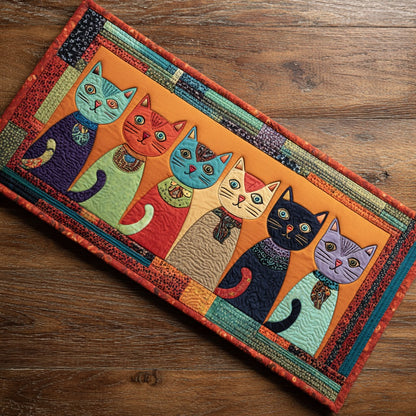 Colorful Cats XR1211017CL Quilted Table Runner