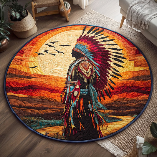 Native Sunset Warrior WJ0907042CL Quilted Round Mat
