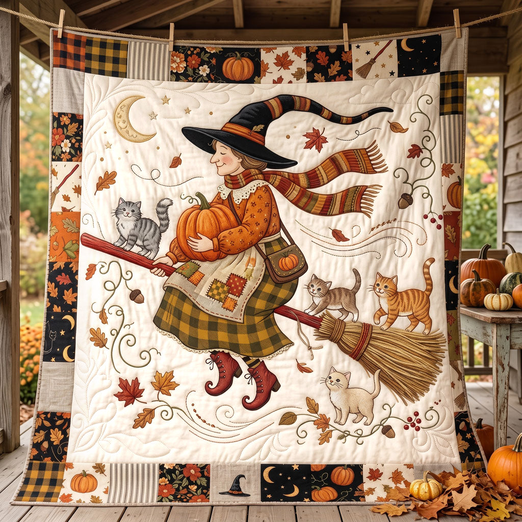Autumn Witch And Curious Cats WN2606003CL Quilt