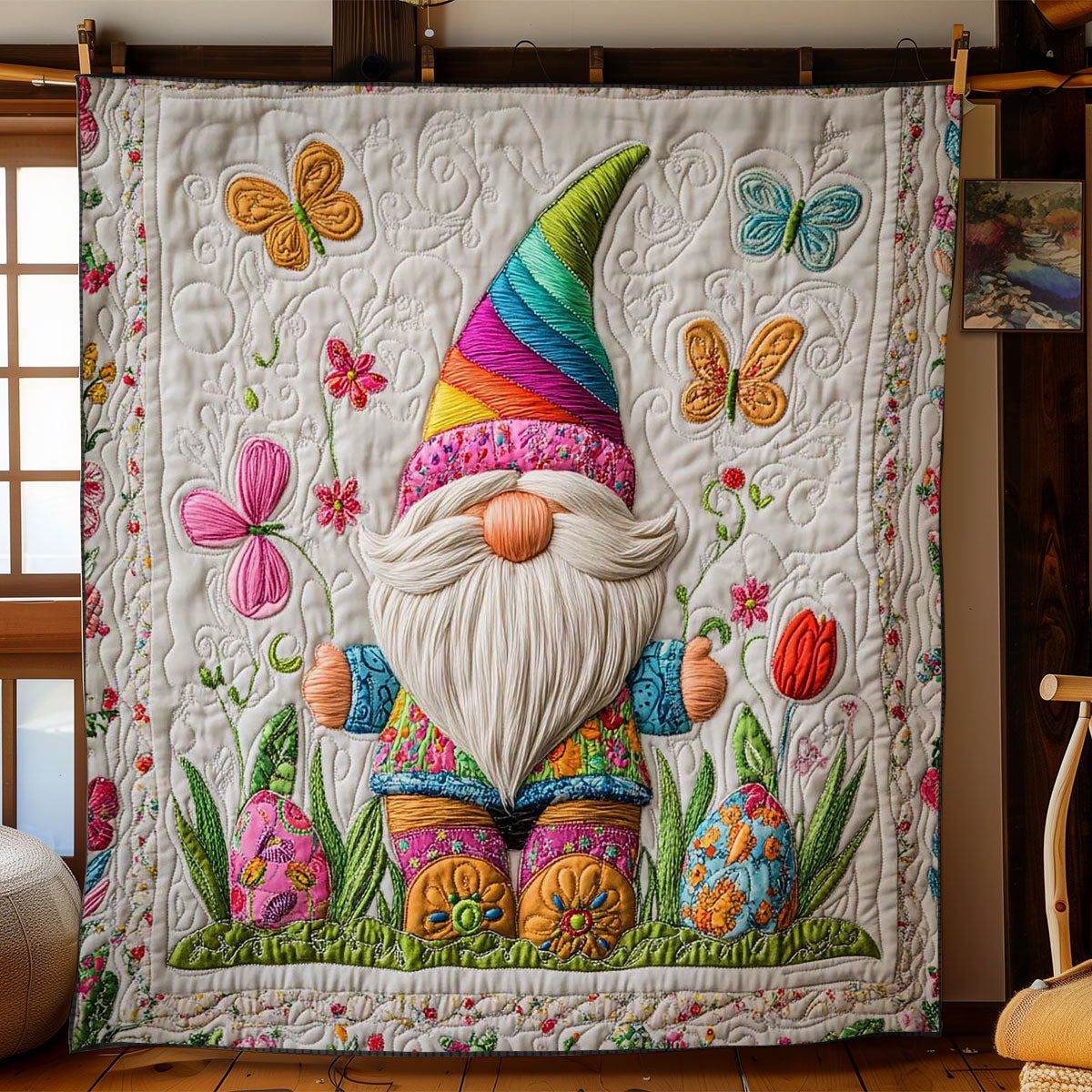 Cheerful Easter Gnome WN0403053CL Quilt