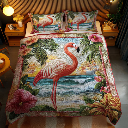 Flamingo And Hibiscus Harmony WN1003084CL Duvet Cover Set