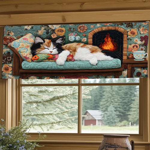 Cozy Cabin Cat WJ1606029CL Quilted Valance